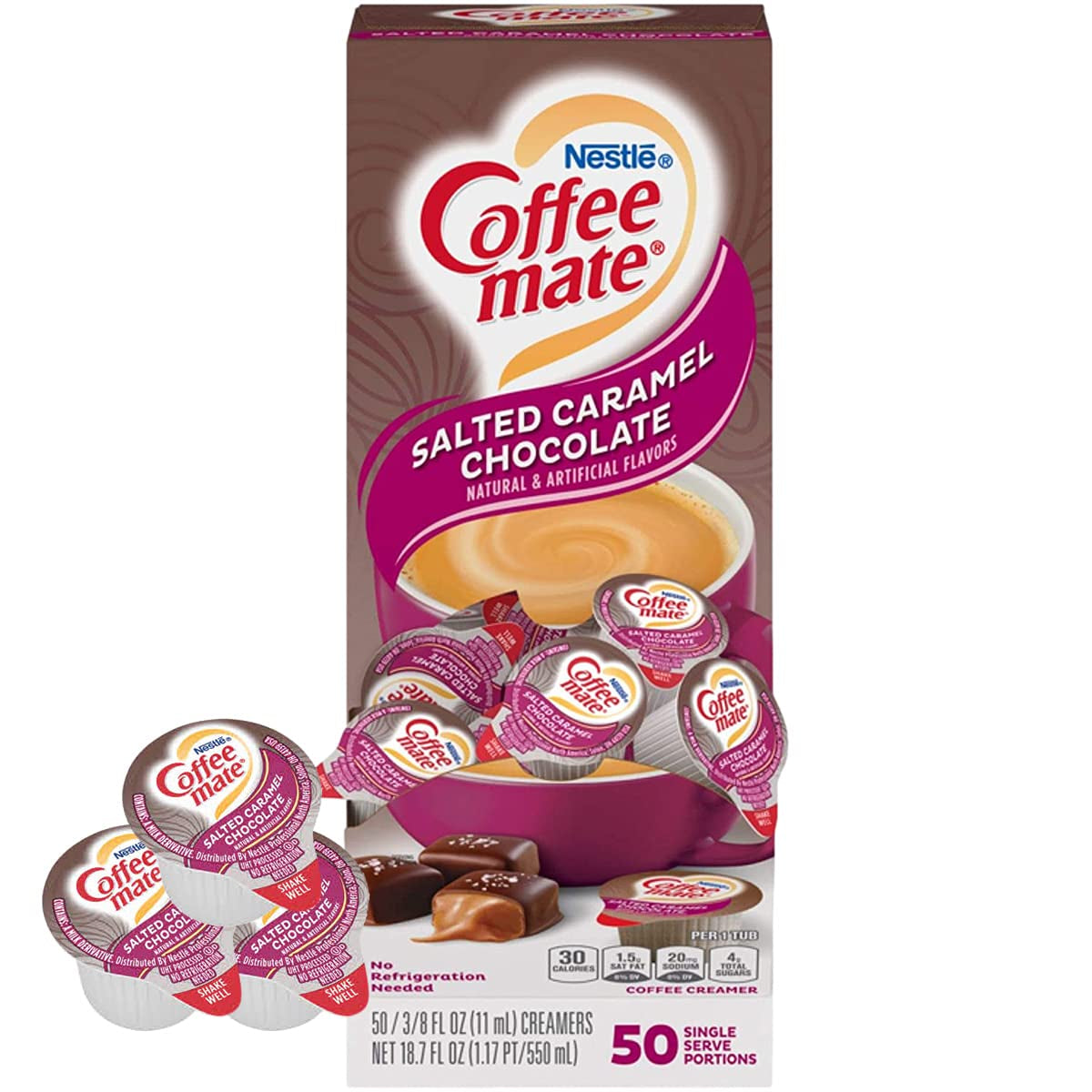 Coffee Mate Salted Caramel Chocolate Liquid Coffee Creamer Singles, 0.375 Fl Oz, 50 Ct