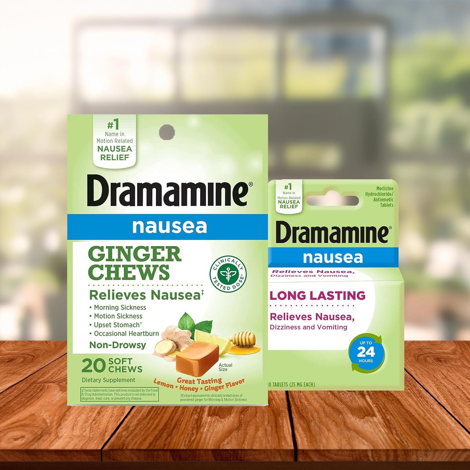 Dramamine Ginger Chews, Nausea Relief Soft Chews Lemon-Honey-Ginger, 20 Count