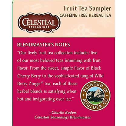 Celestial Seasonings Herbal Tea, Fruit Tea Sampler, Raspberry Zinger, Country Peach Passion, Wild Berry, True Blueberry & Black Cherry Berry, Caffeine Free, 18 Tea Bags (Pack of 6)