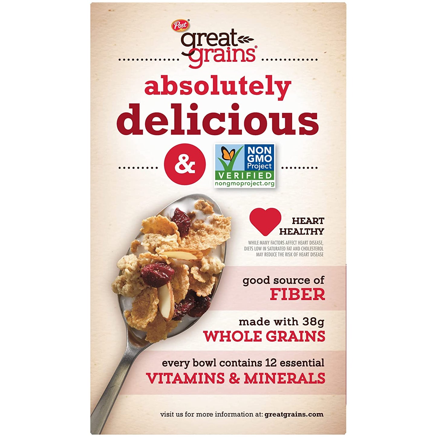 Great Grains Whole Grain Cereal, Cranberry Almond Crunch, 14 Oz