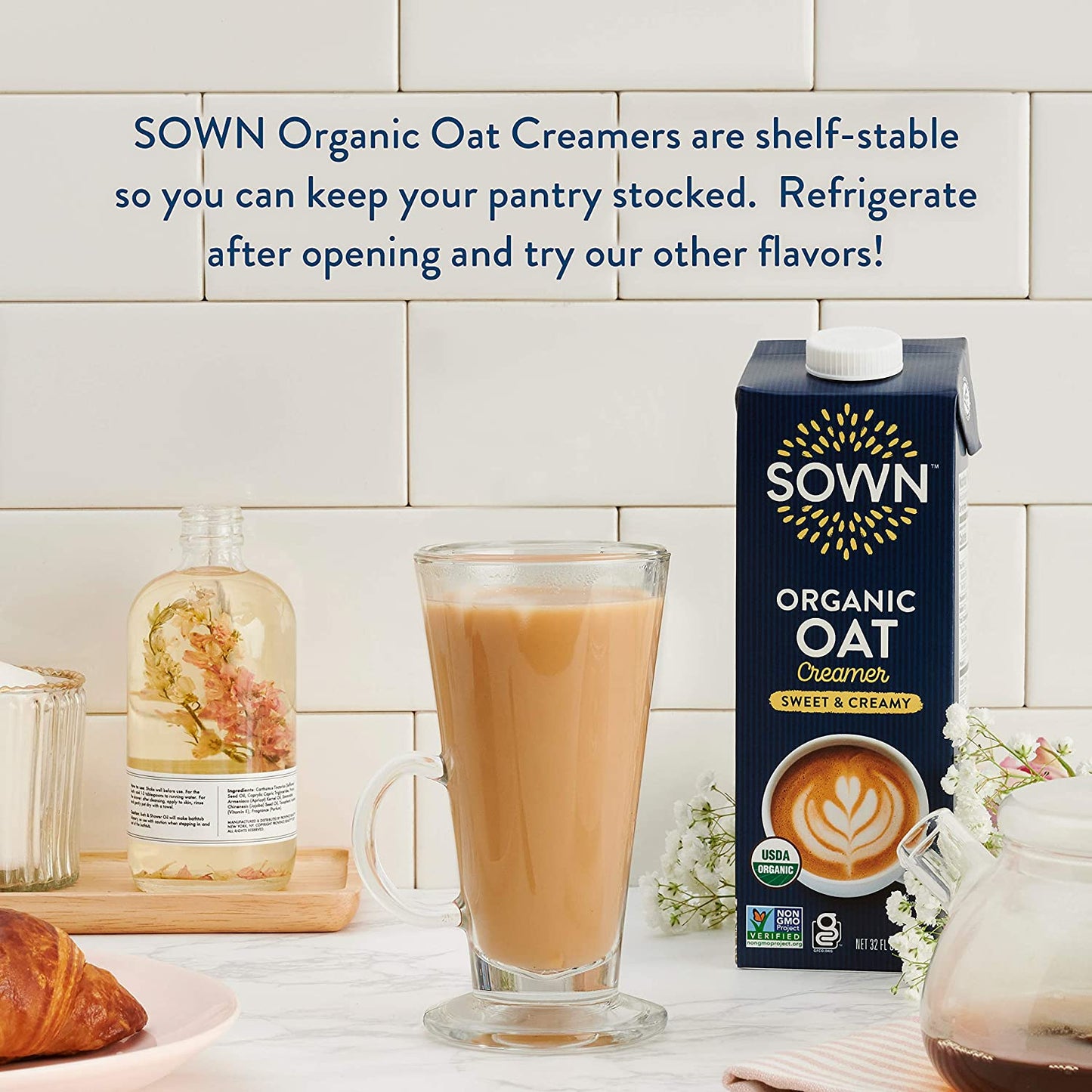 SOWN Organic Oat Creamer Sweet & Creamy - Barista Oat Milk Non Dairy Coffee Creamer - Plant Based, Dairy-Free, Vegan, Gluten-Free, Non-Gmo, Shelf Stable - 32Oz (Pack of 3)