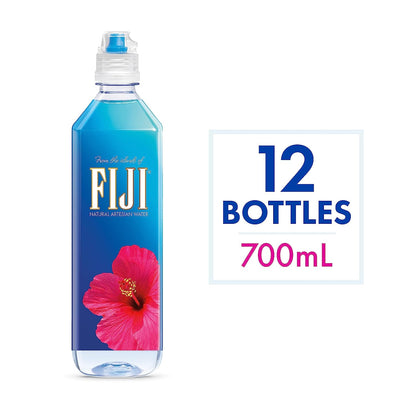 FIJI Natural Artesian Bottled Water 700 Ml / 23.7 Fl Ounce (Pack of 12) - Sports Cap