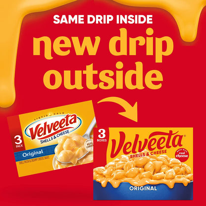 Velveeta Shells & Cheese Original Shell Pasta & Cheese Sauce Meal (3 Ct Pack, 12 Oz Boxes)