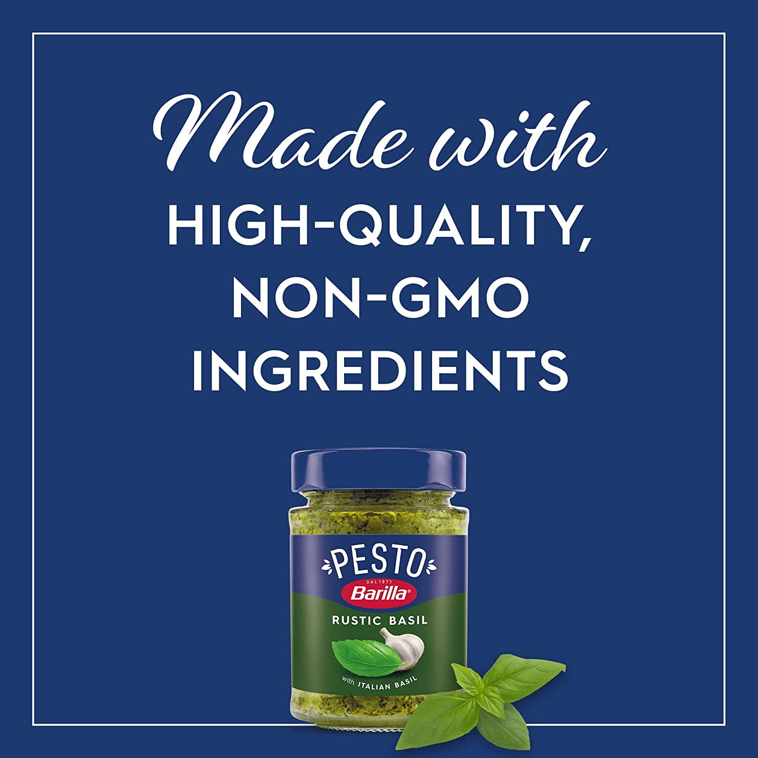 BARILLA Rustic Basil Pesto Sauce, 6.5 Oz. Jar - Imported from Italy - Made with Fragrant Italian Basil & Freshly Grated Italian Cheeses - Non-Gmo Ingredients - Pasta Sauce, Pizza Sauce & More