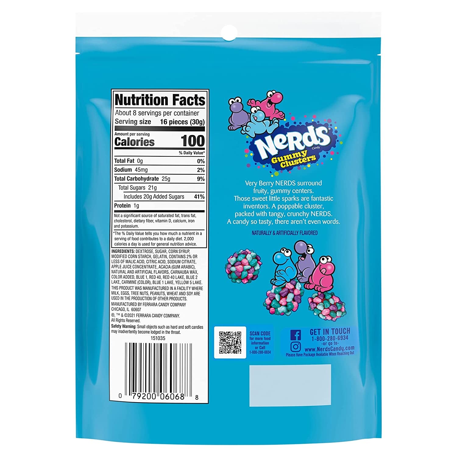 Nerds Gummy Clusters, Back to School Candy, Very Berry, Resealable 8 Ounce Bag