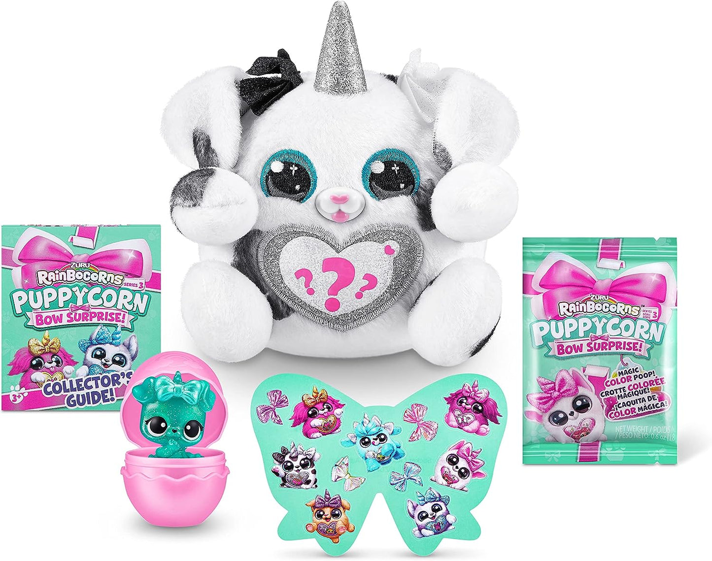 Rainbocorns Puppycorn Surprise Series 3 (Dalmation) by ZURU, Collectible Plush Stuffed Animal, Surprise Egg, Sticker Pack, Slime, Dog Plush, Ages 3+ for Girls, Children