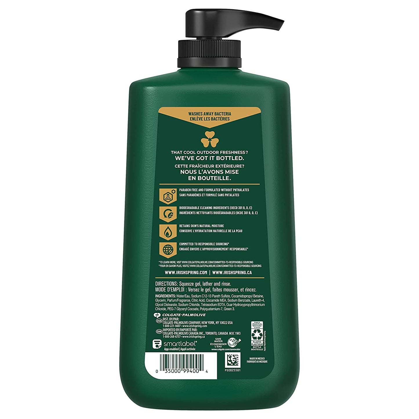 Irish Spring 5 in 1 Body Wash for Men, Men'S Body Wash, Smell Fresh and Clean for 24 Hours, Conditions and Cleans Body, Face, and Hair, Made with Biodegradable Ingredients, 30 Oz Pump