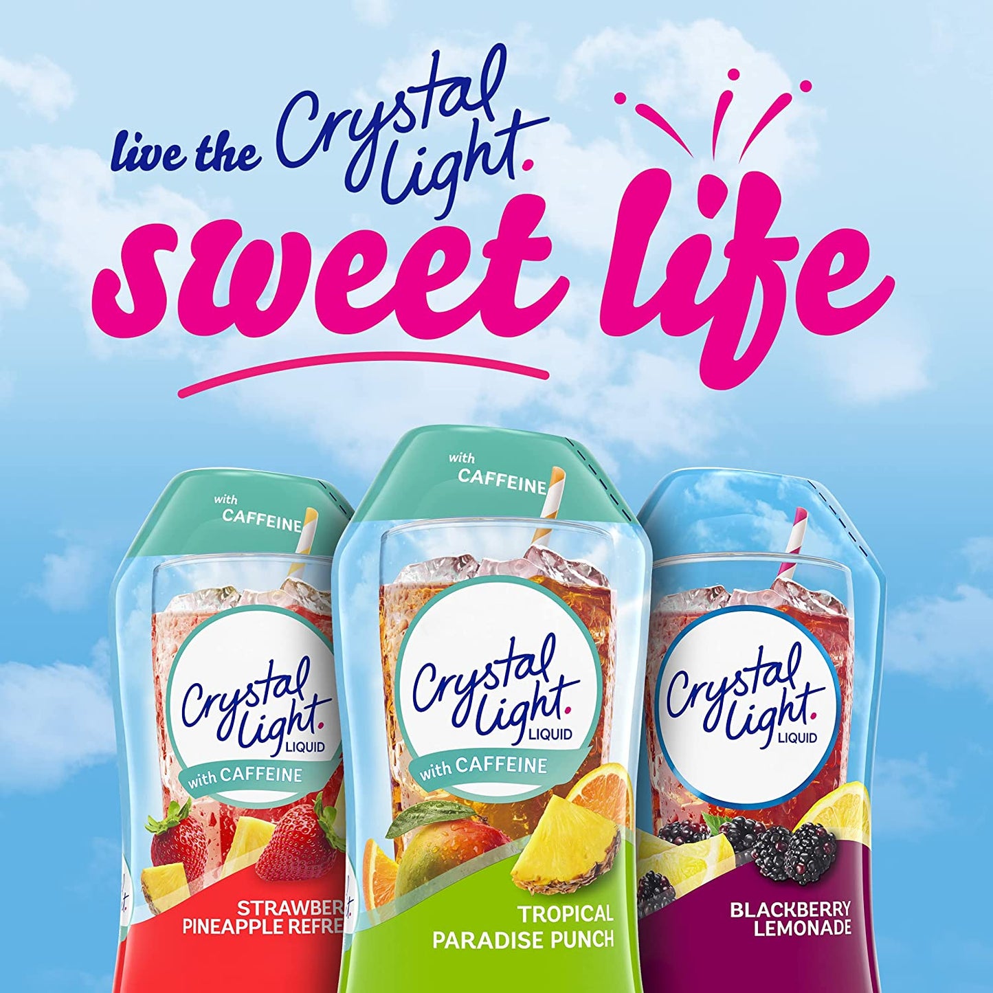 Crystal Light Sugar-Free Zero Calorie Liquid Water Enhancer with Caffeine - Tropical Paradise Punch Water Flavor Drink Mix (1.62 Fl Oz Bottle)