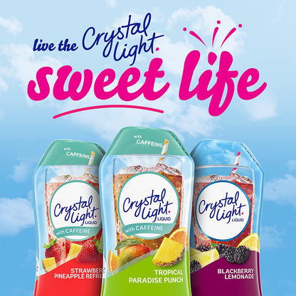 Crystal Light Sugar-Free Zero Calorie Liquid Water Enhancer with Caffeine - Tropical Paradise Punch Water Flavor Drink Mix (1.62 Fl Oz Bottle)