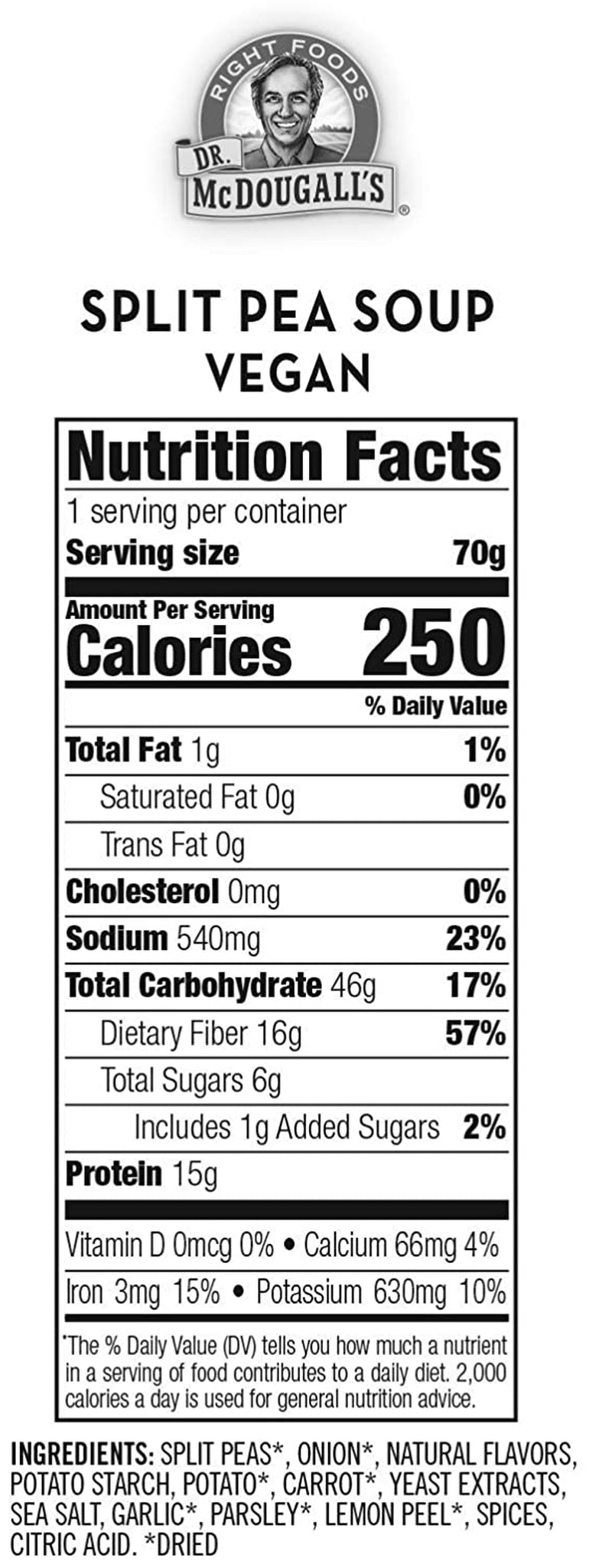 Dr. Mcdougall'S Split Pea with Barley Big Cup Soup, 2.5 Oz (Pack of 6)