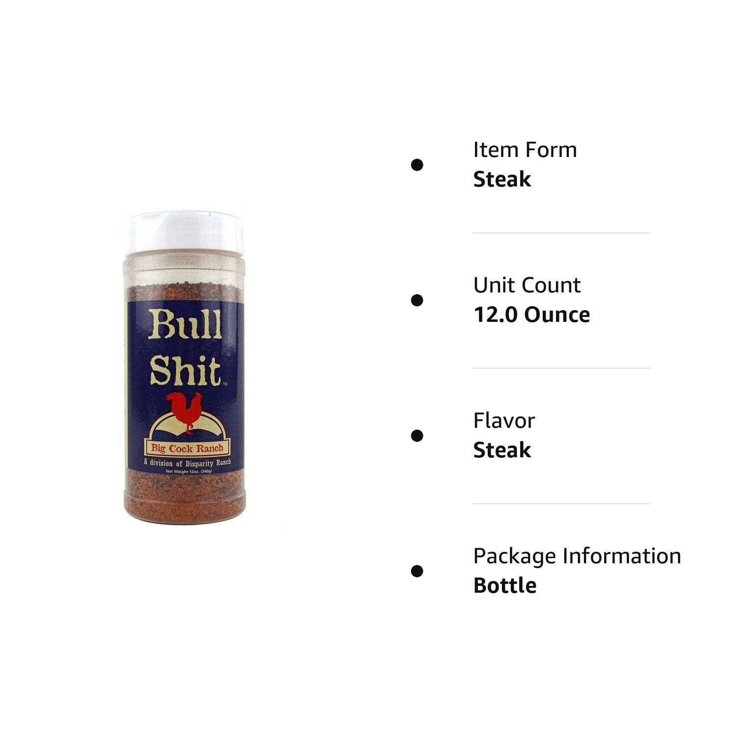 Bull Shit Steak Seasoning, Net Wt 12Oz