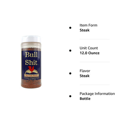 Bull Shit Steak Seasoning, Net Wt 12Oz