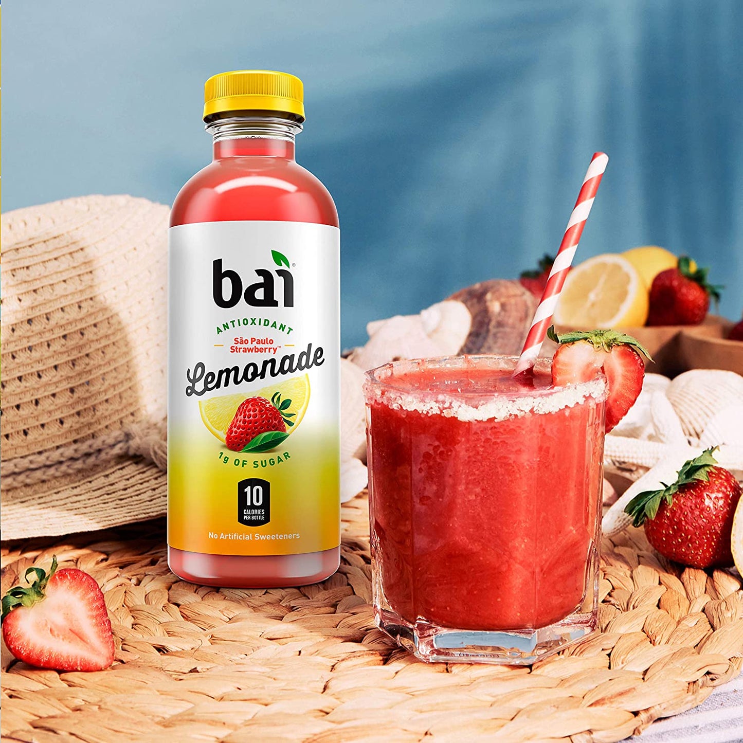 Bai Flavored Water, São Paulo Strawberry Lemonade, Antioxidant Infused Drinks, 18 Fl Oz (Pack of 12)