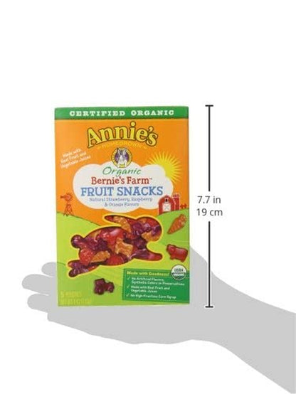 Annie'S Gluten Free Organic Bernie'S Farm Fruit Snacks, 4 Oz, 5 Ct