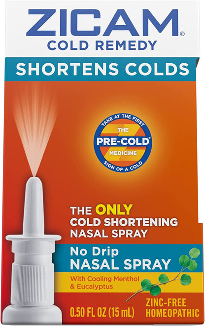 Zicam Cold Remedy No-Drip Nasal Spray with Cooling Menthol & Eucalyptus, 0.5 Ounce