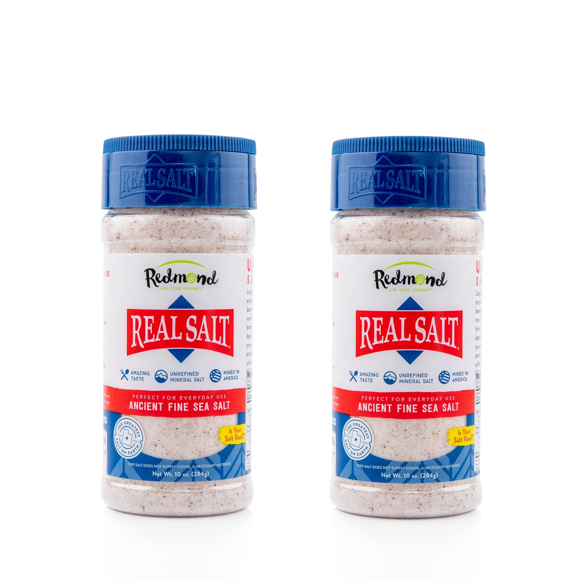 Redmond Real Salt, Nature'S First Sea Salt, Fine Salt, 10 Ounce Shaker (2 Pack)