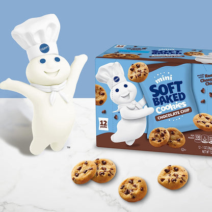 Pillsbury Mini Soft Baked Cookies, Chocolate Chip, Snack Bags, 12 Ct