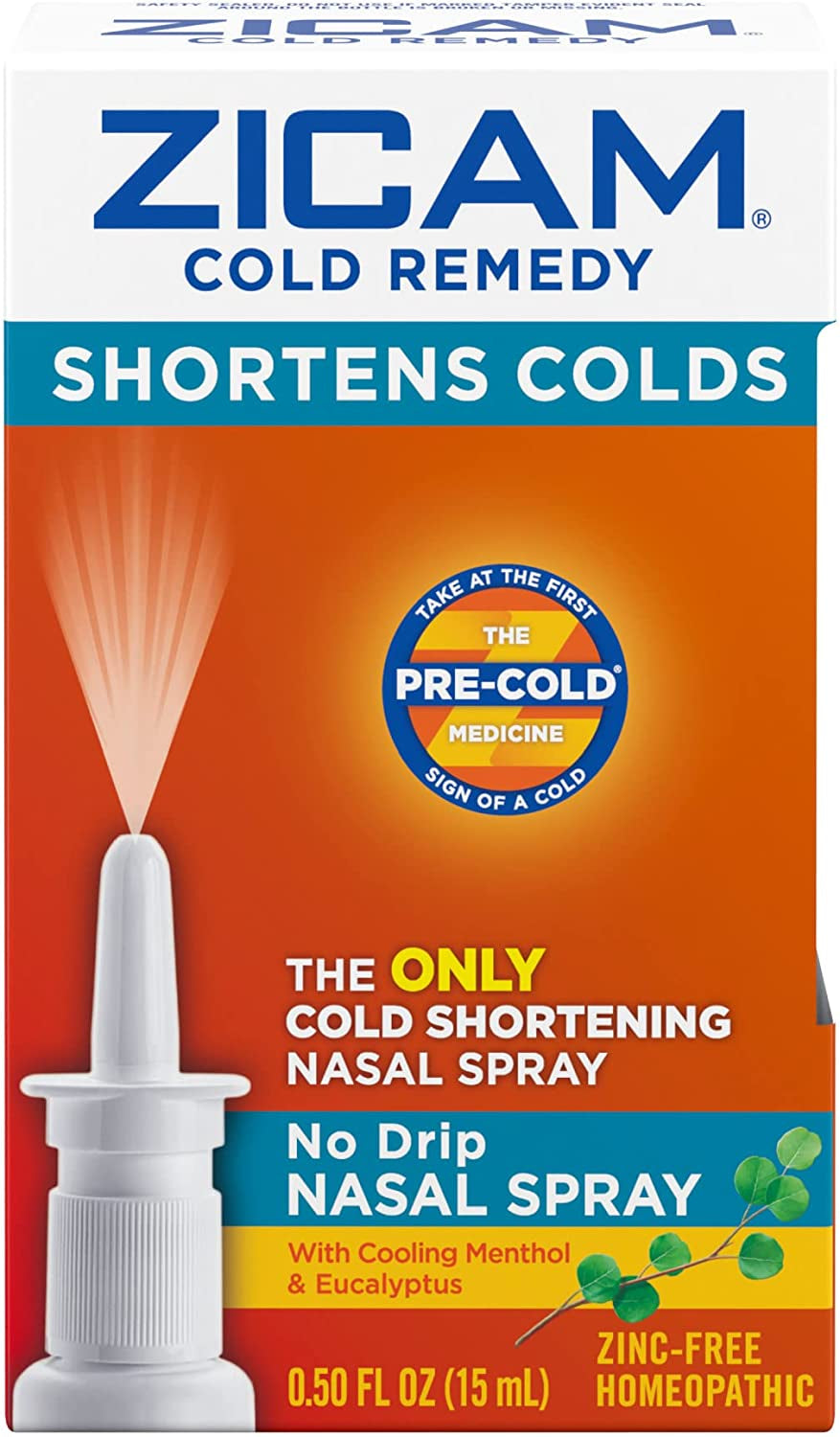 Zicam Cold Remedy No-Drip Nasal Spray with Cooling Menthol & Eucalyptus, 0.5 Ounce