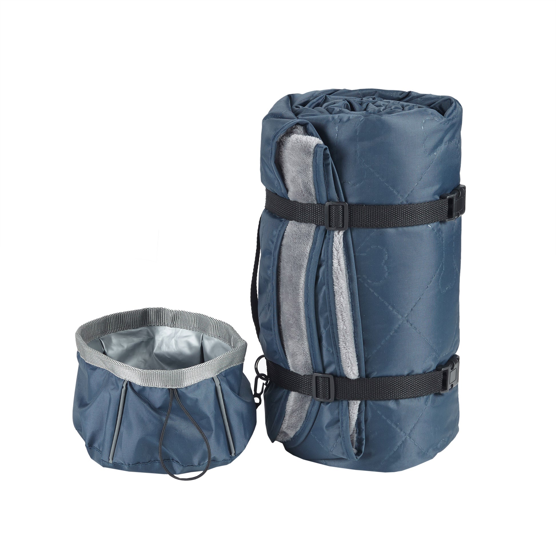 Travel Pet Throw with Collapsible Bowl Set