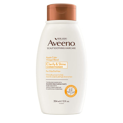 Aveeno Apple Cider Vinegar Sulfate-Free Conditioner for Balance & High Shine, Daily Moisturizing & Scalp Soothing Conditioner for Oily or Dull Hair, Paraben & Dye-Free, 12Oz