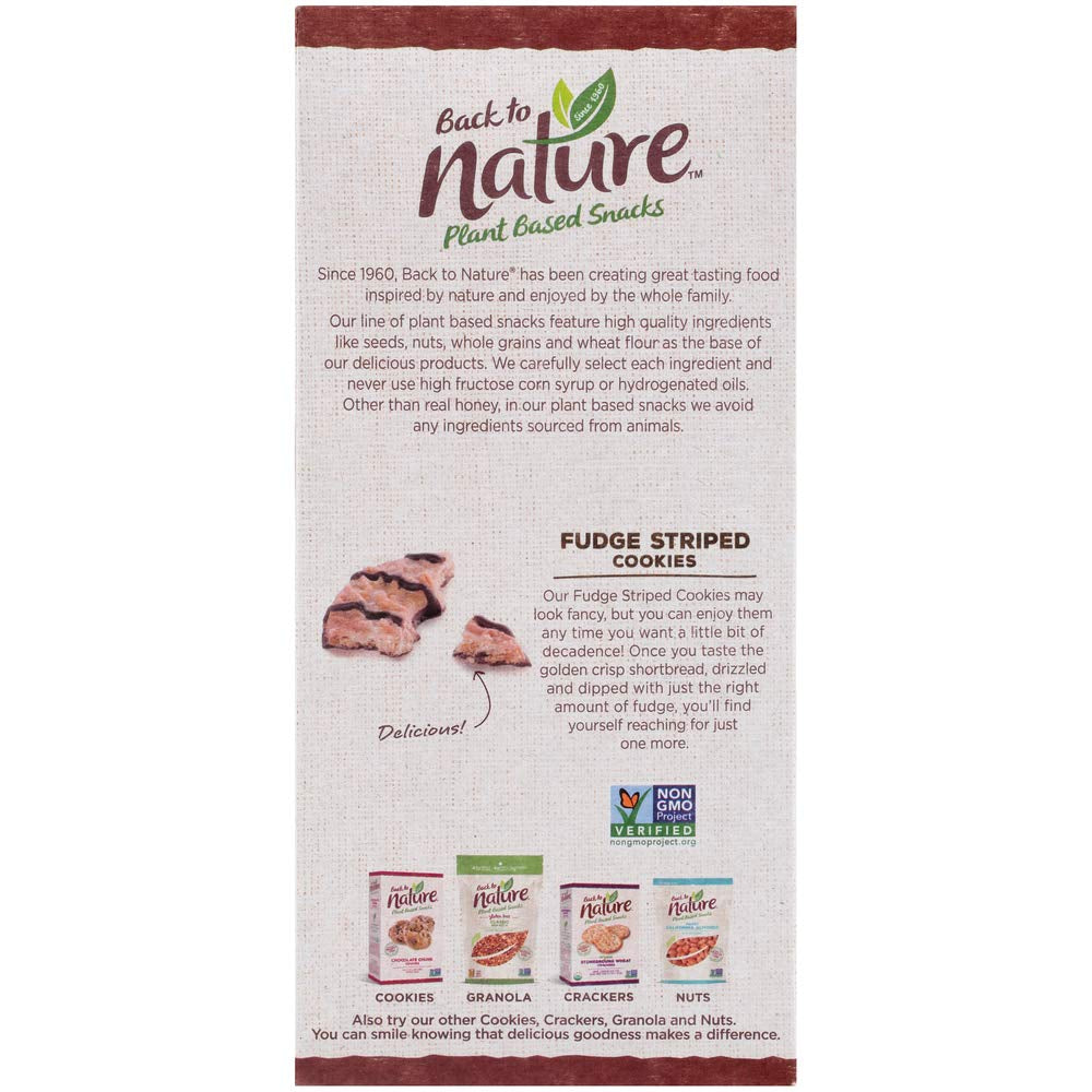 Back to Nature Cookies, Non-Gmo Fudge Striped Shortbread, 8.5 Ounce