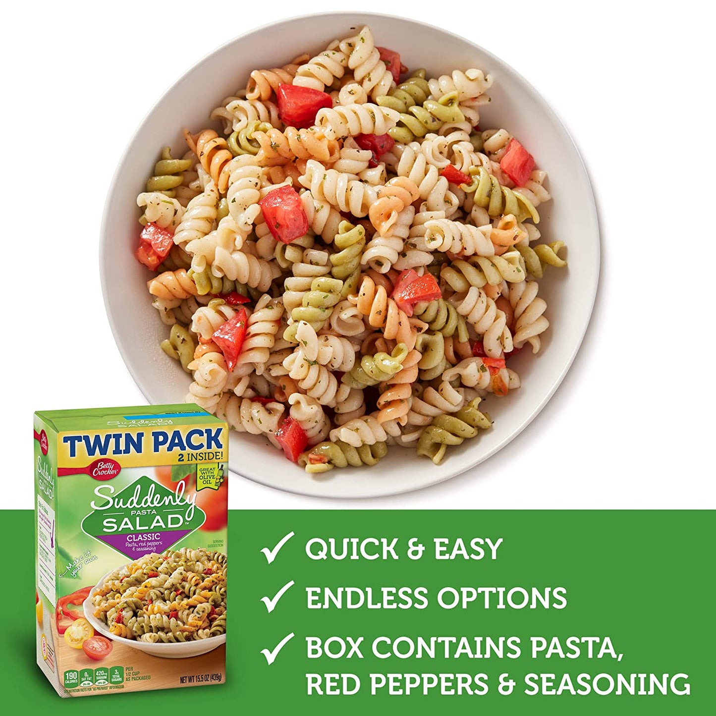 Betty Crocker Suddenly Pasta Salad, Classic, Twin Pack, 15.5 Oz