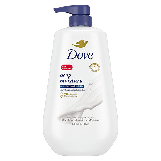 Dove Body Wash with Pump Deep Moisture for Dry Skin Moisturizing Skin Cleanser with 24Hr Renewing Micromoisture Nourishes the Driest Skin 30.6 Oz