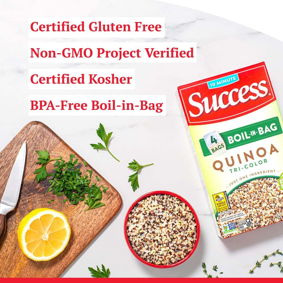 Success Boil-In-Bag Quinoa, Quick Tri-Color Quinoa, 12-Ounce Box