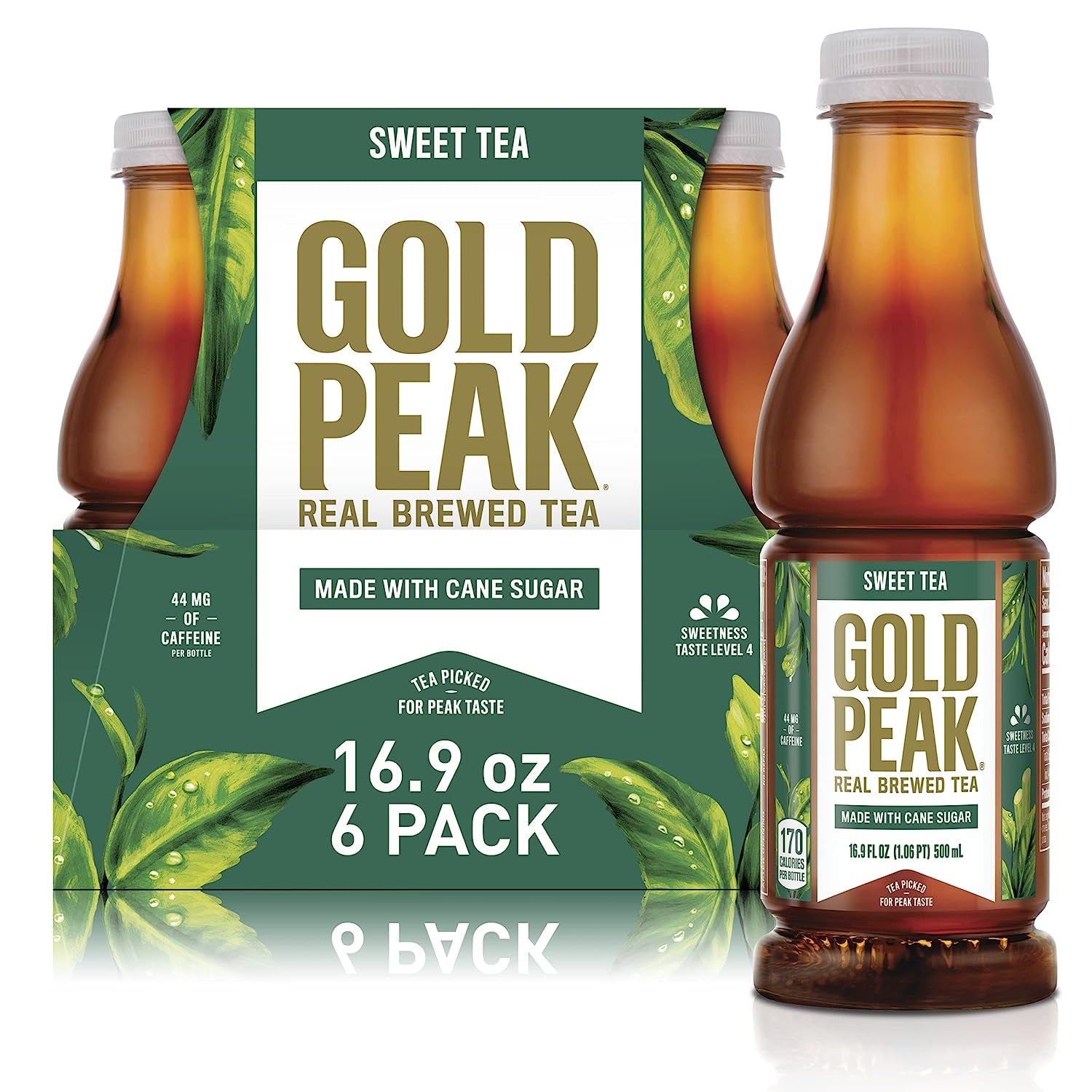 Gold Peak Sweetened Black Iced Tea Drink, 16.9 Fl Oz, 6 Pack