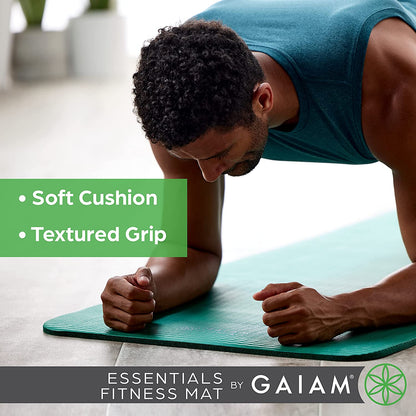 Gaiam Essentials Thick Yoga Mat Fitness & Exercise Mat with Easy-Cinch Yoga Mat Carrier Strap, 72"L X 24"W X 2/5 Inch Thick