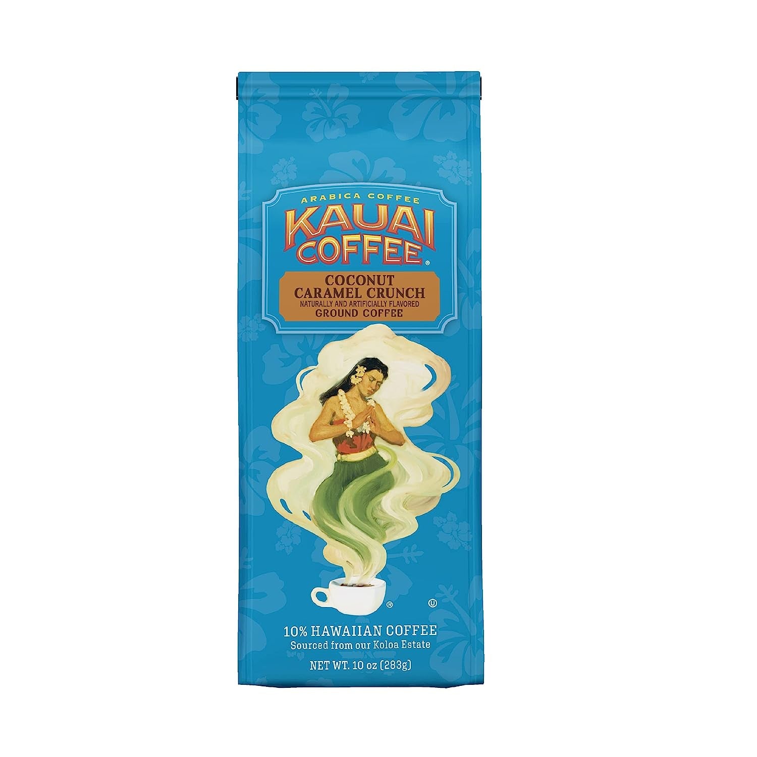 Kauai Hawaiian Ground Coffee, Coconut Caramel Crunch Flavor (10 Ounces) - 10% Hawaiian Coffee from Hawaii'S Largest Coffee Grower - Bold, Rich Blend