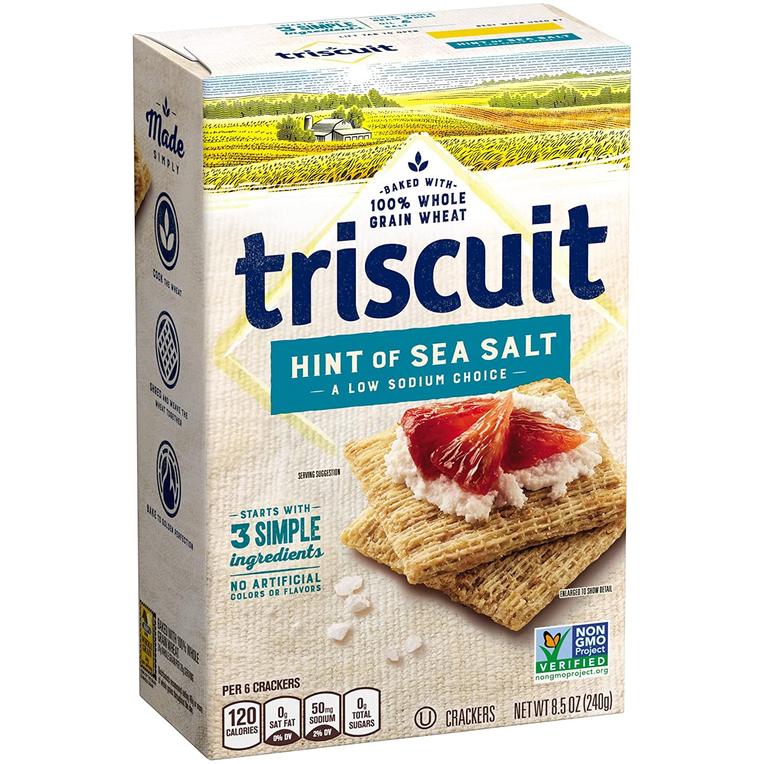 Triscuit Hint of Sea Salt Whole Grain Wheat Crackers, Vegan Crackers, 8.5 Oz