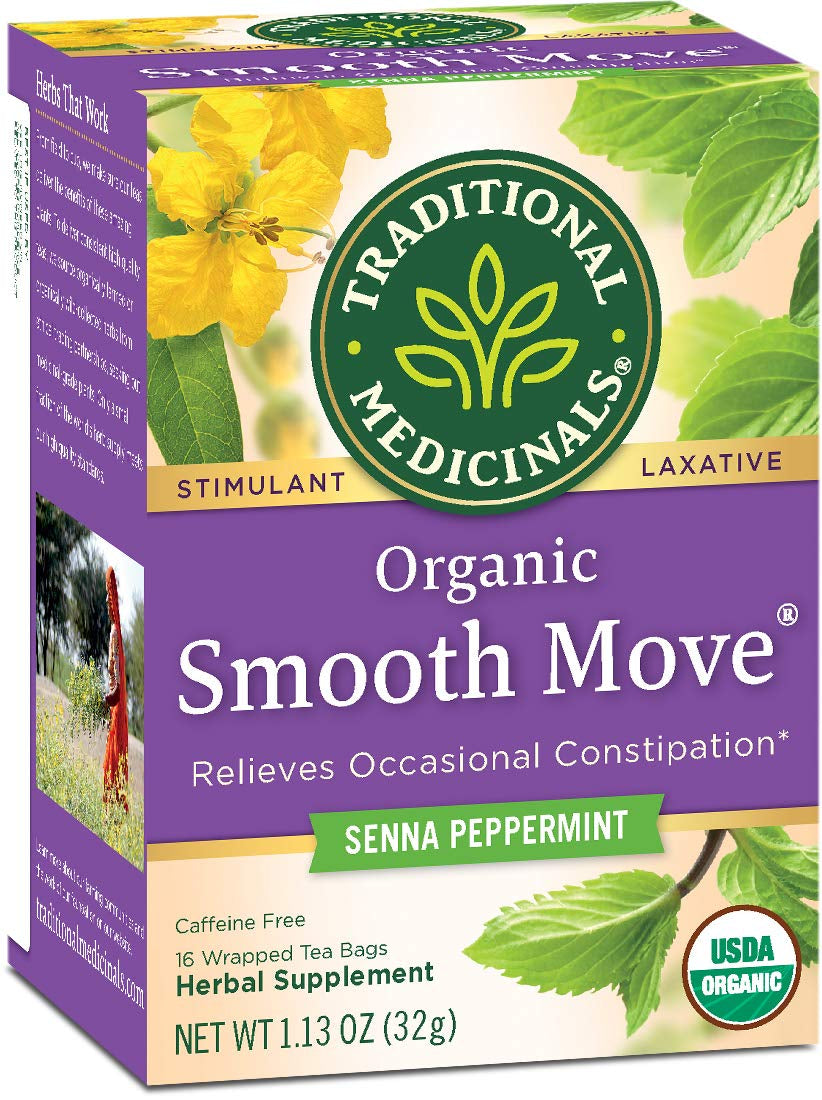 Traditional Medicinals Tea, Organic Smooth Move Peppermint, Relieves Occasional Constipation, Senna, 16 Tea Bags