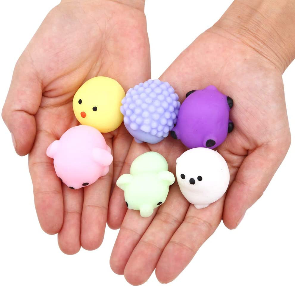 KINGYAO Squishies Squishy Toy 24Pcs Party Favors for Kids Mochi Squishy Toy Moji Kids Mini Kawaii Squishies Mochi Stress Reliever Anxiety Toys Easter Basket Stuffers Fillers with Storage Box