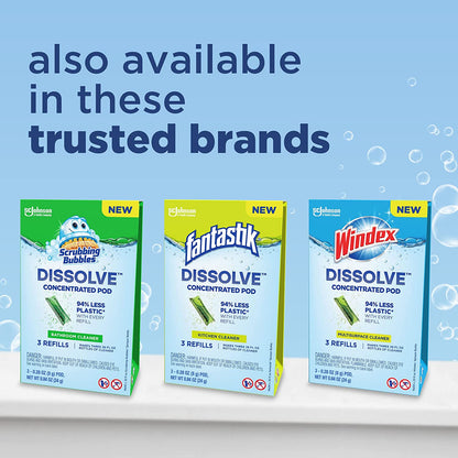 Windex Dissolve Concentrated Pods, Glass Cleaner Starter Kit Contains 1 Reusable Bottle, 3 Concentrated Dissolvable Pods