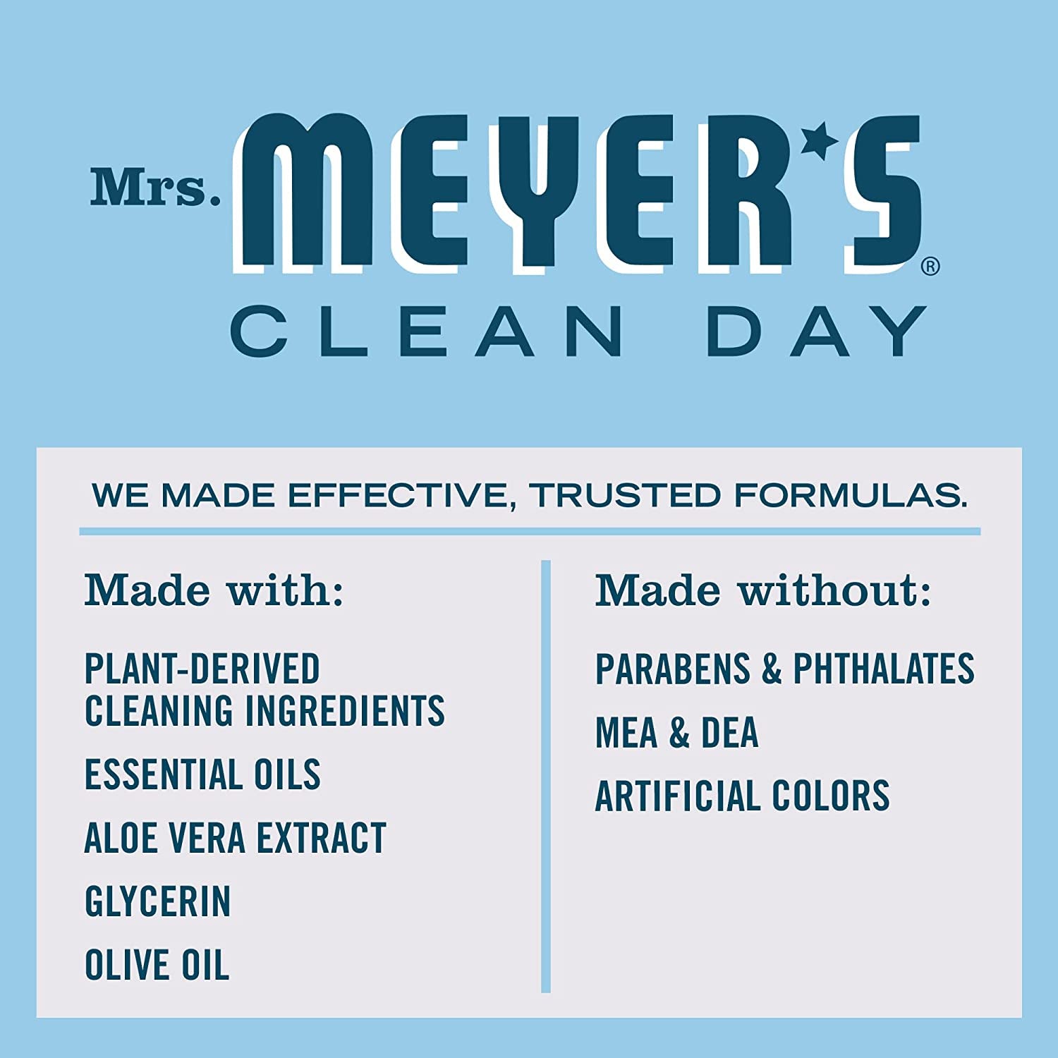 MRS. MEYER’S CLEANDAY Hand Soap, Made with Essential Oils, Biodegradable Formula, Rain Water, 12.5 Fl. Oz