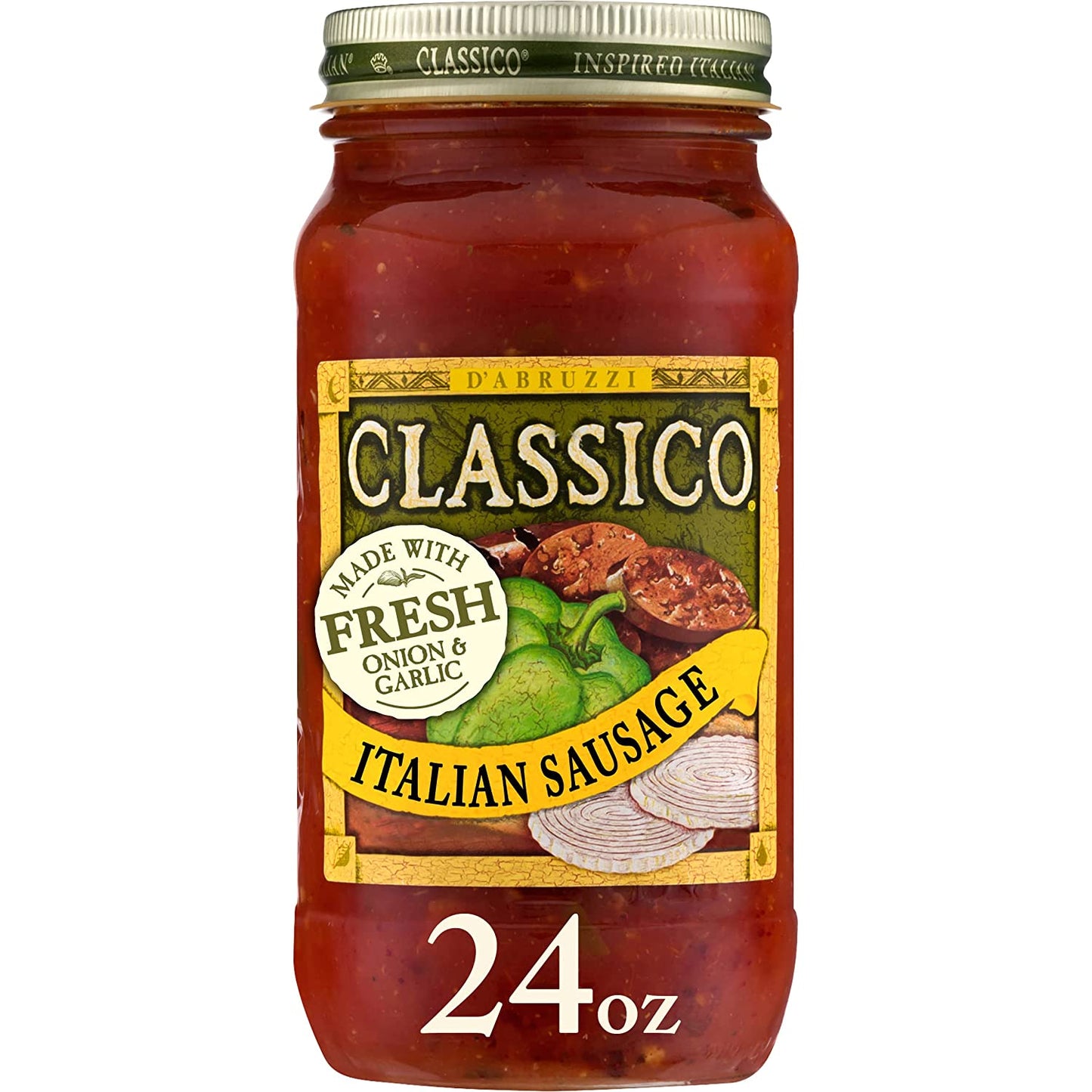 Classico Italian Sausage Spaghetti Pasta Sauce with Tomato, Peppers & Onions (24 Oz Jar)