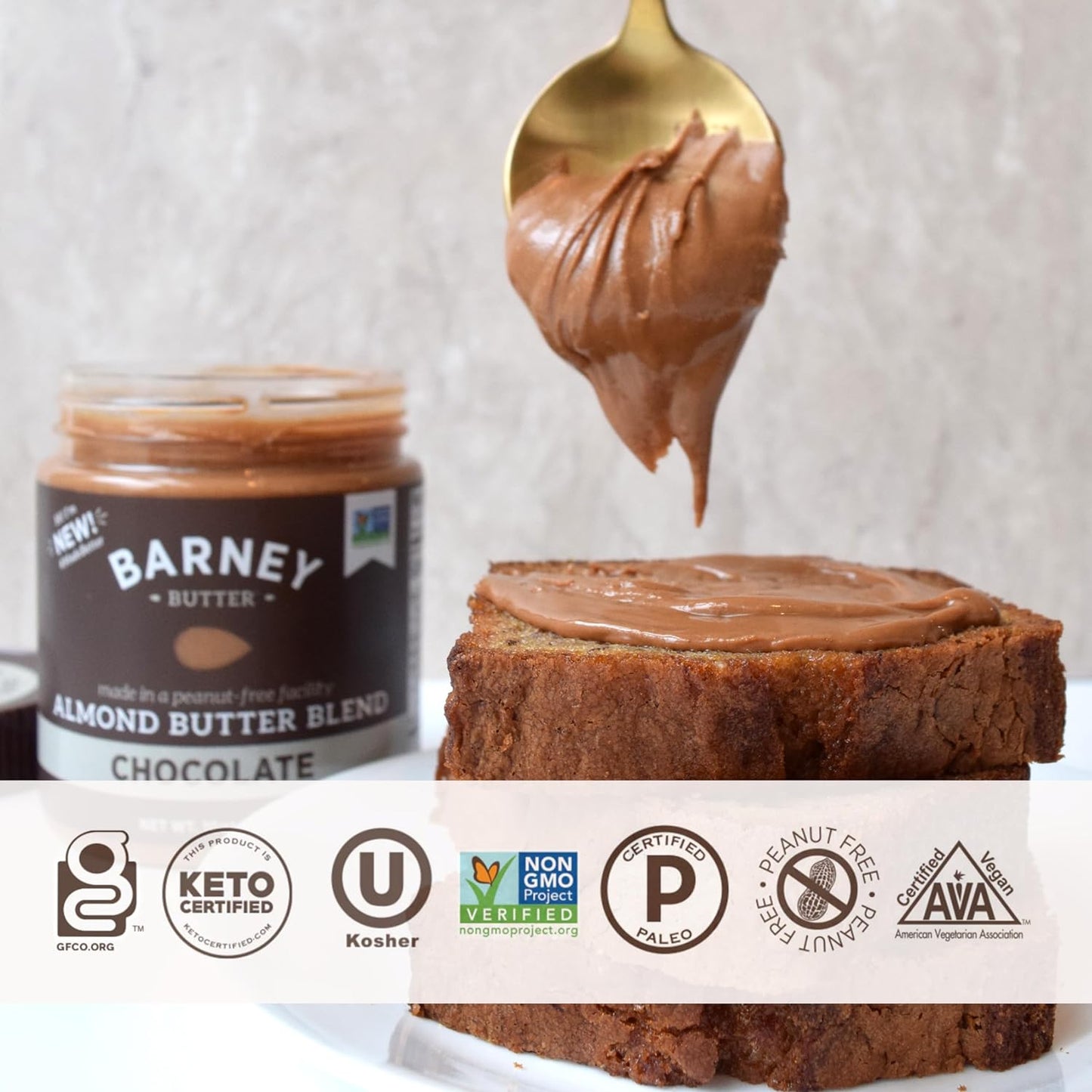 Barney Butter Almond Butter, Chocolate, 10 Ounce Jar, Skin-Free Almonds, No Stir, Non-Gmo, Gluten Free, Keto, Paleo, Vegan