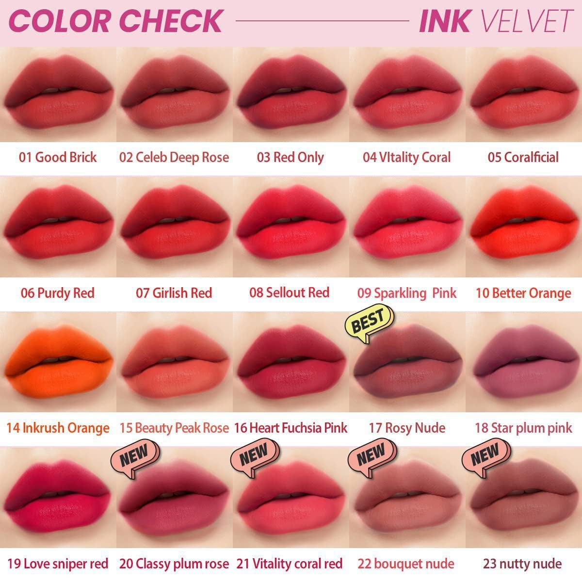 Peripera Ink the Velvet Lip Tint, High Pigment Color, Longwear, Weightless, Not Animal Tested, Gluten-Free, Paraben-Free (017 ROSY NUDE)