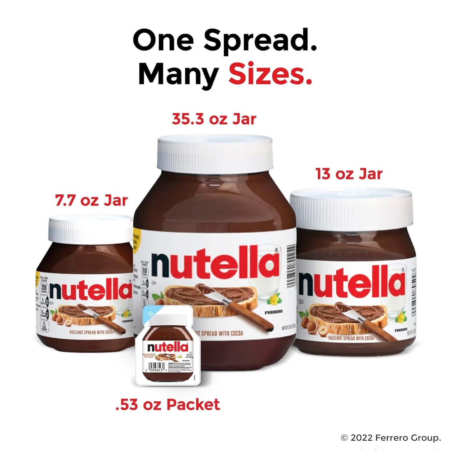 Nutella Hazelnut Spread with Cocoa for Breakfast, 13 Oz Jar, Holiday Baking and Desserts