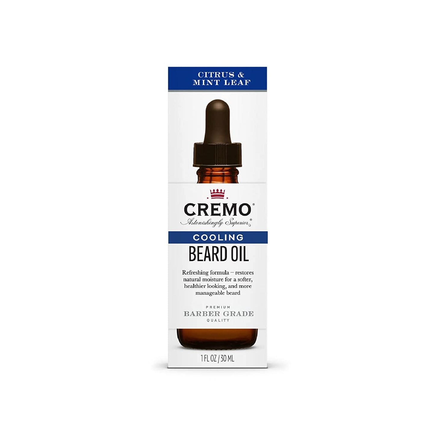 Cremo Beard Oil, Cooling Citrus & Mint Leaf, 1 Fl Oz - Restore Natural Moisture and Soften Your Beard to Help Relieve Beard Itch