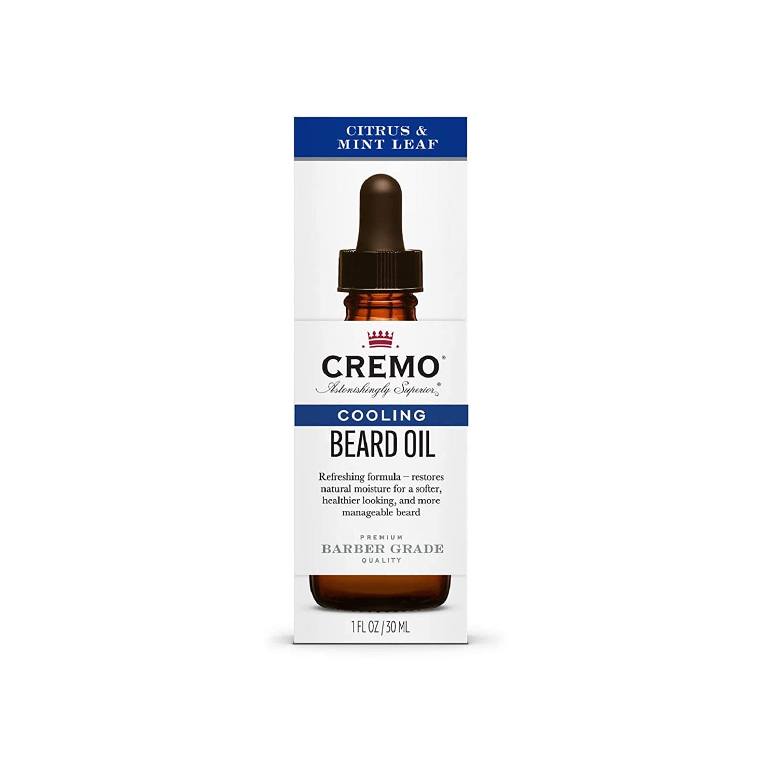 Cremo Beard Oil, Cooling Citrus & Mint Leaf, 1 Fl Oz - Restore Natural Moisture and Soften Your Beard to Help Relieve Beard Itch