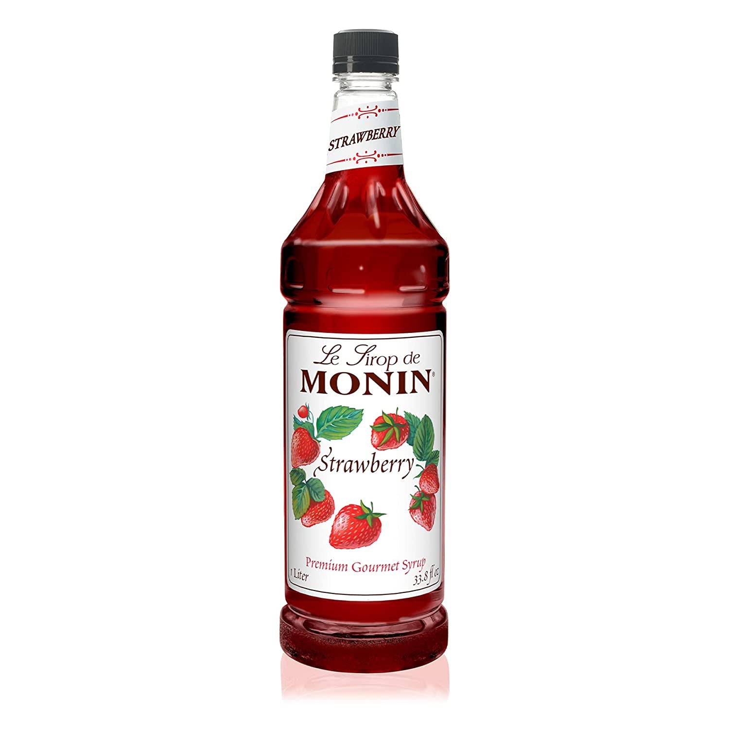 Monin - Strawberry Syrup, Mild and Sweet, Great for Cocktails and Teas, Gluten-Free, Non-Gmo (1 Liter)