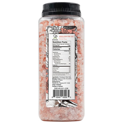 Soeos Himalayan Pink Salt Coarse Grain, 39Oz (1.1Kg), Non-Gmo Himalayan Salt, Natural Pink Salt, Kosher Pink Sea Salt, Nutrient and Mineral Dense for Health, 2.4 Pound (Pack of 1)