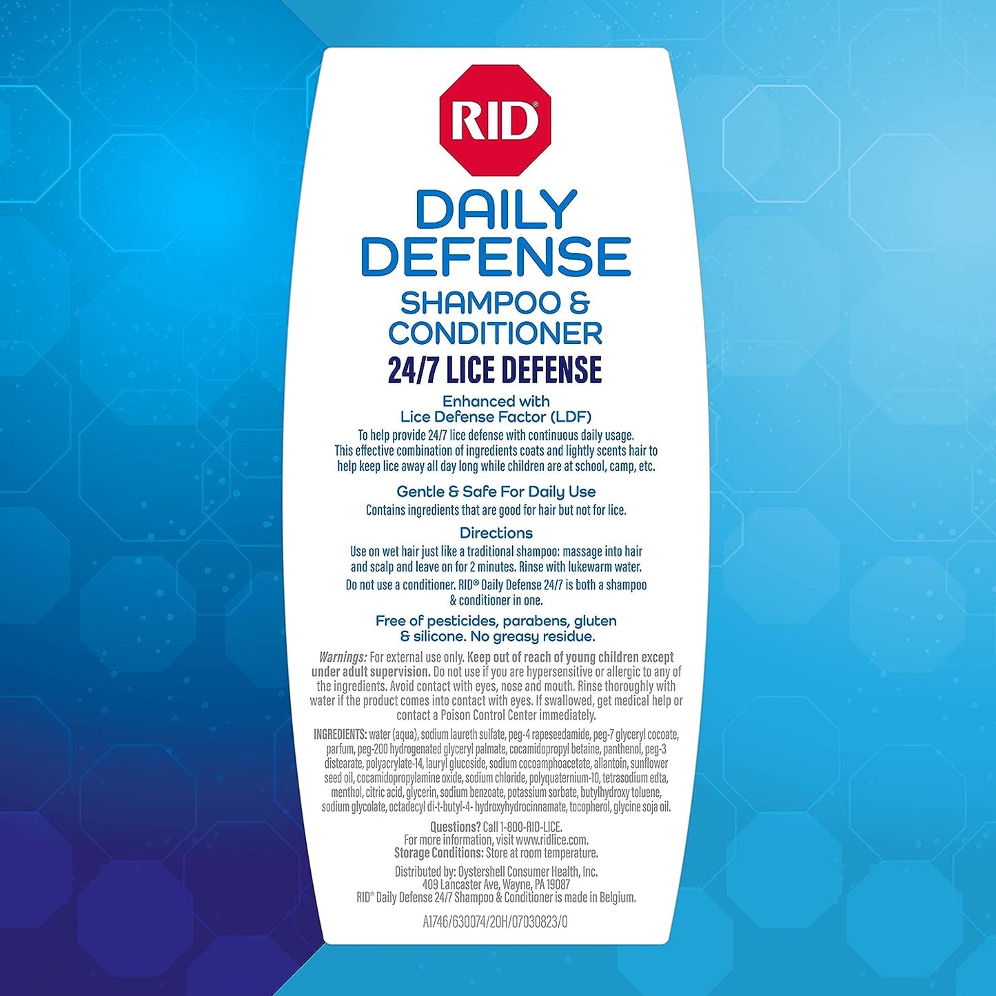 RID Defense Lice Shampoo & Conditioner, Used Daily Provides 24/7 Defense against Head Lice, 100% Effective, 10.1 Ounce