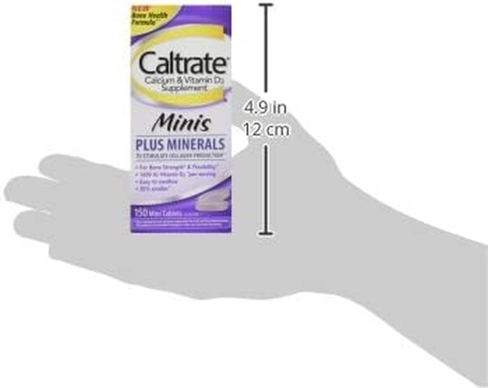 Caltrate Minis 600 plus D3 plus Minerals Calcium and Vitamin D Supplement Tablets, Bone Health and Mineral Supplement for Adults - 150 Count