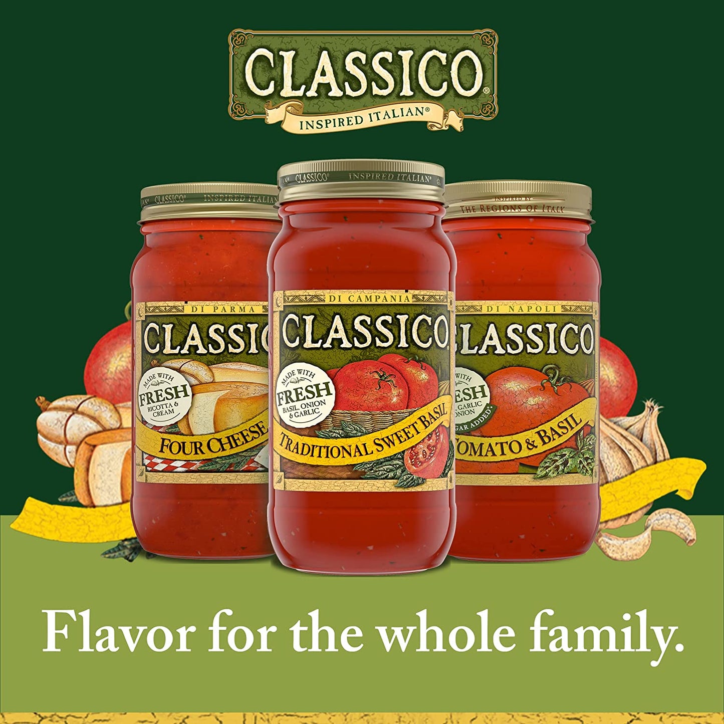 Classico Traditional Sweet Basil Tomato Spaghetti Pasta Sauce (24 Oz Jar)