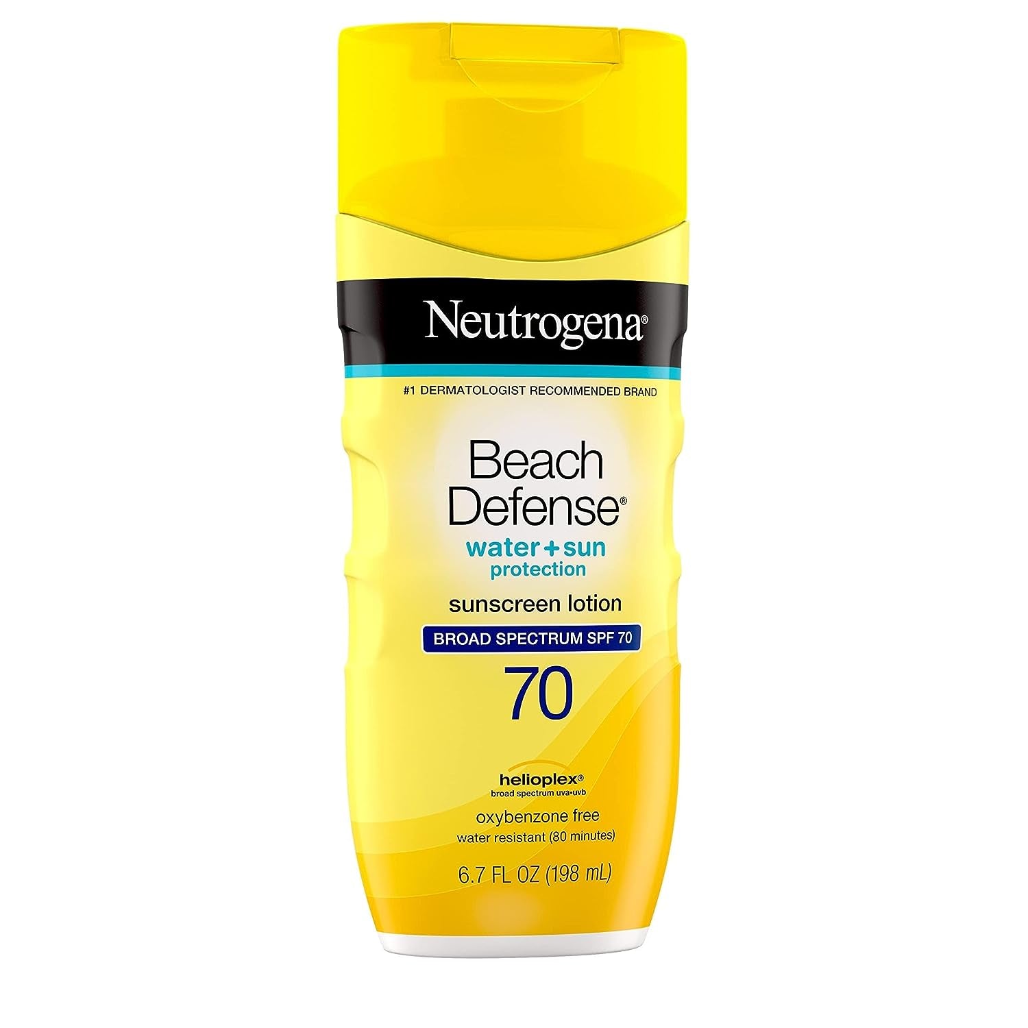 Neutrogena Beach Defense Water-Resistant Face & Body SPF 70 Sunscreen Lotion with Broad Spectrum UVA/UVB Protection, Oil-Free Fast-Absorbing Sunscreen Lotion, Oxybenzone-Free, 6.7 Oz