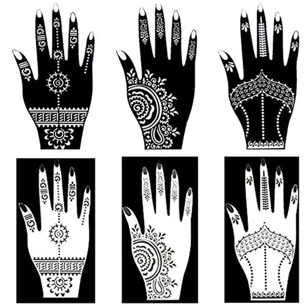 XMASIR Henna Tattoo Stencil Kit/Temporary Tattoo Template Set of 20 Sheets, Indian Arabian Tattoo Stickers Mehndi Stencils for Hand Body Art