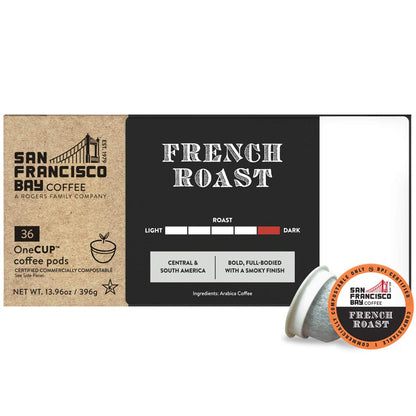 San Francisco Bay Compostable Coffee Pods - French Roast (36 Ct) K Cup Compatible Including Keurig 2.0, Dark Roast